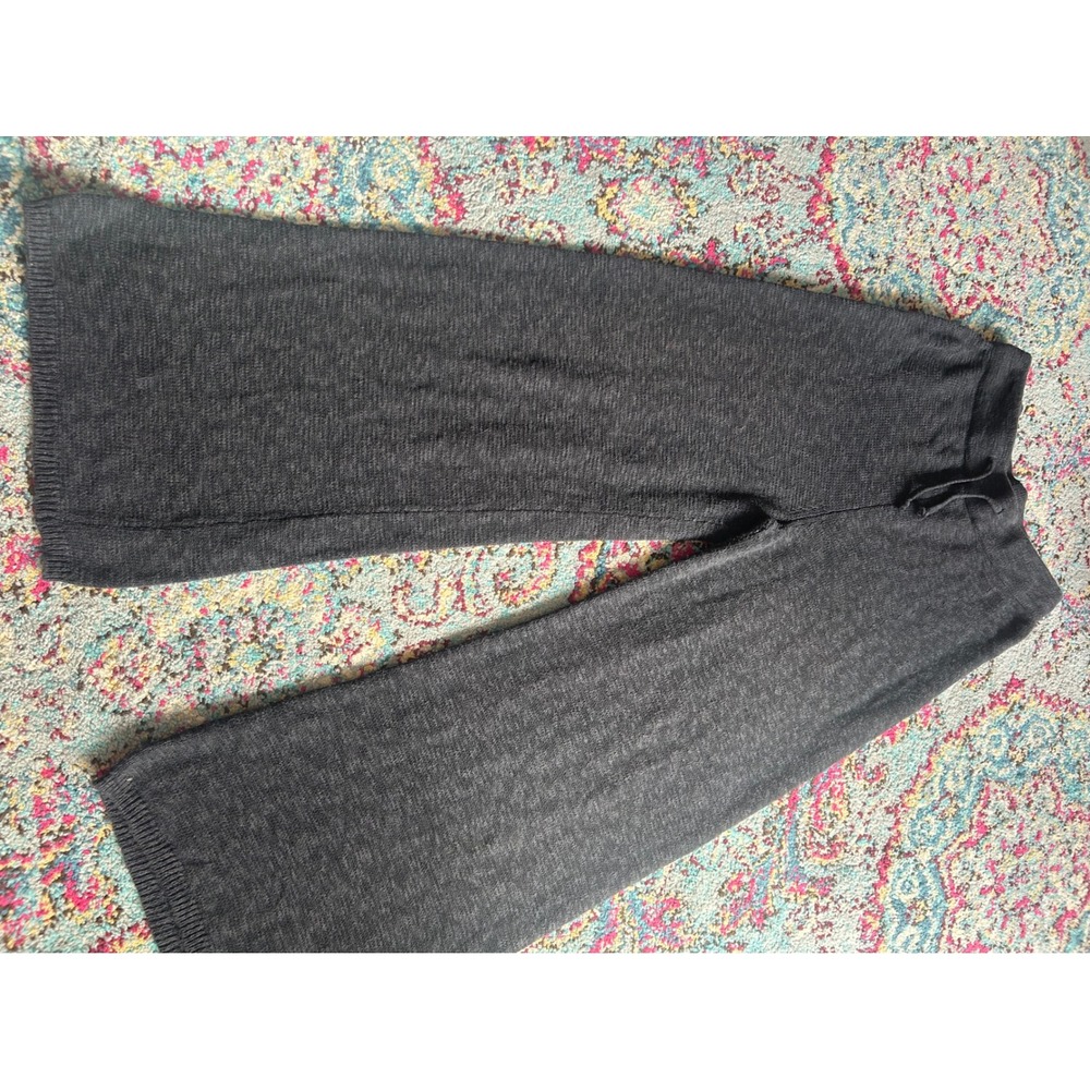 Olivaceous Charcoal Gray Knit Wide Leg Lounge Pants Drawstring P21-427 Large